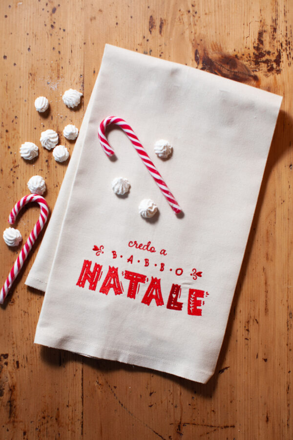 Canovaccio con ricamo di Natale "Credo a Babbo Natale"