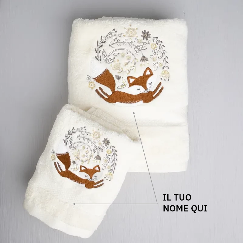 Asciugamani Volpina in spugna di cotone – personalizzati con nome